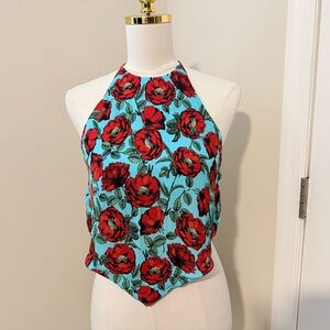 Vibrant Alice + Olivia Frenchie Handkerchief Halter Top